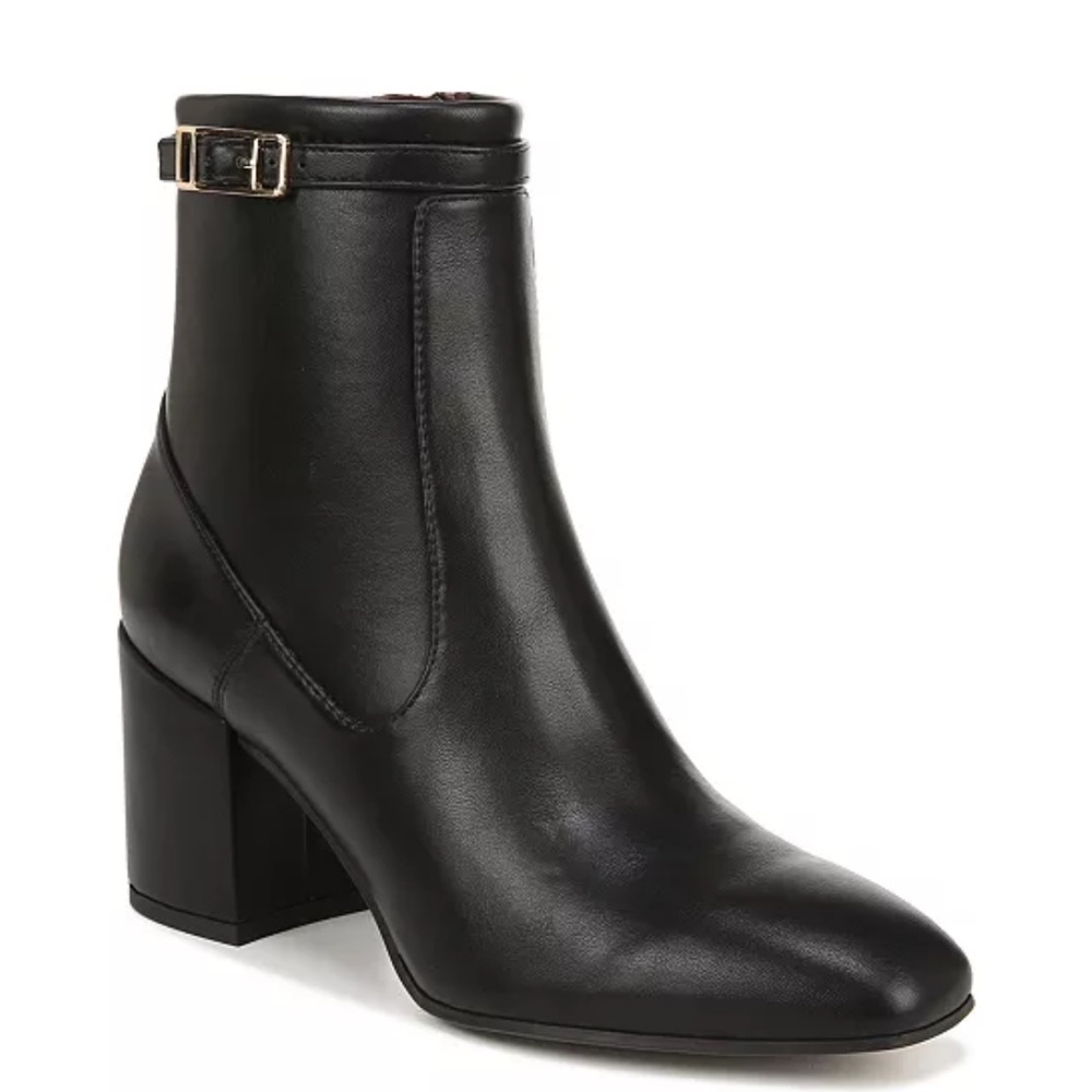 Franco Sarto Tribute Black Leather Block Heel Ankle Boots Women’s 9.5